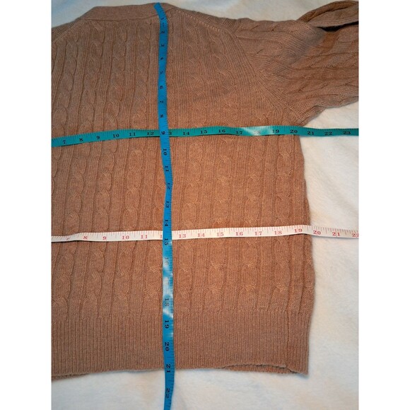 J.Crew Angora & Wool Blend Brown Cable Knit V-Neck Cardigan Pockets Size M - Picture 7 of 9